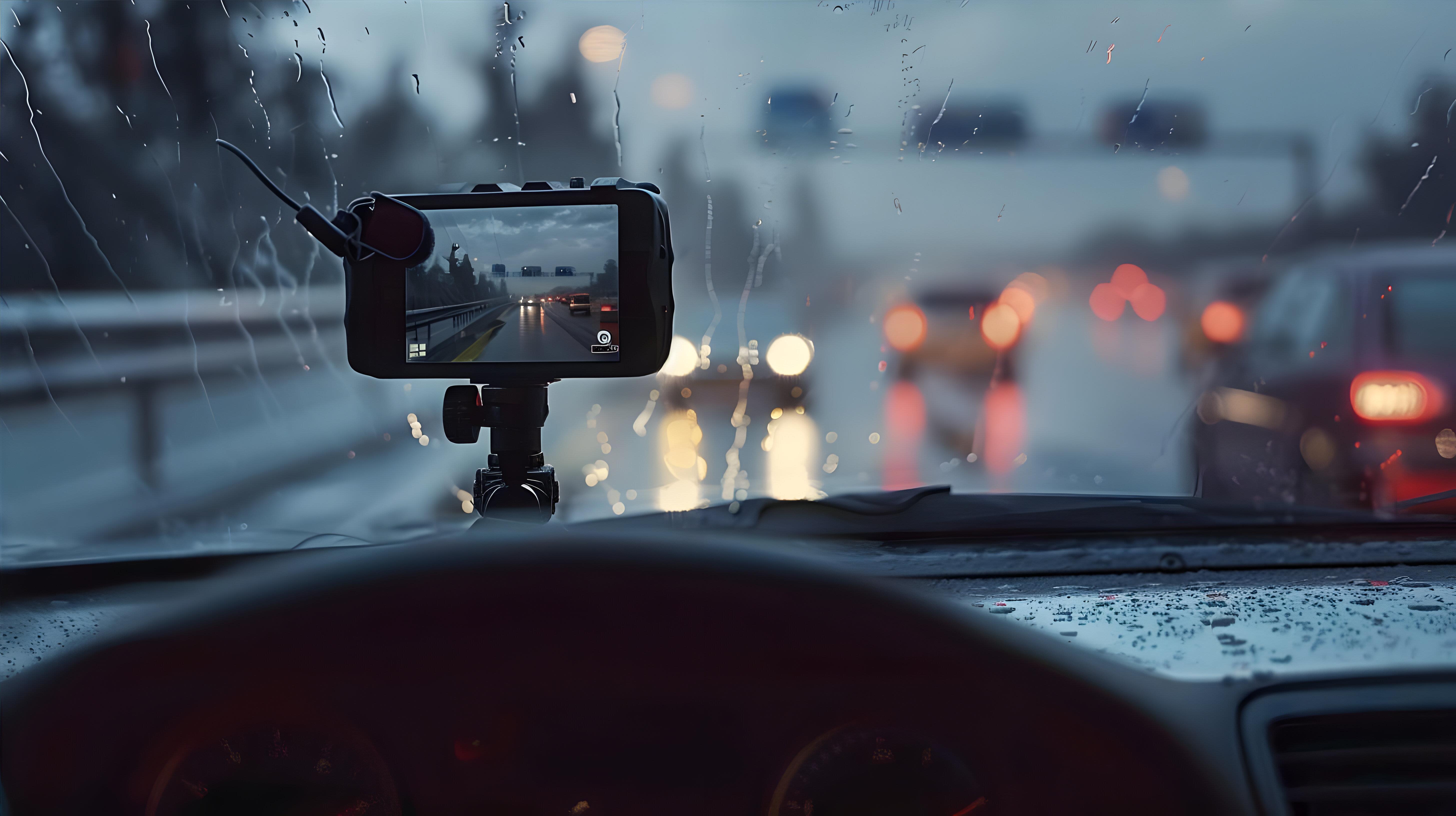 Dashcam installée dans une voiture